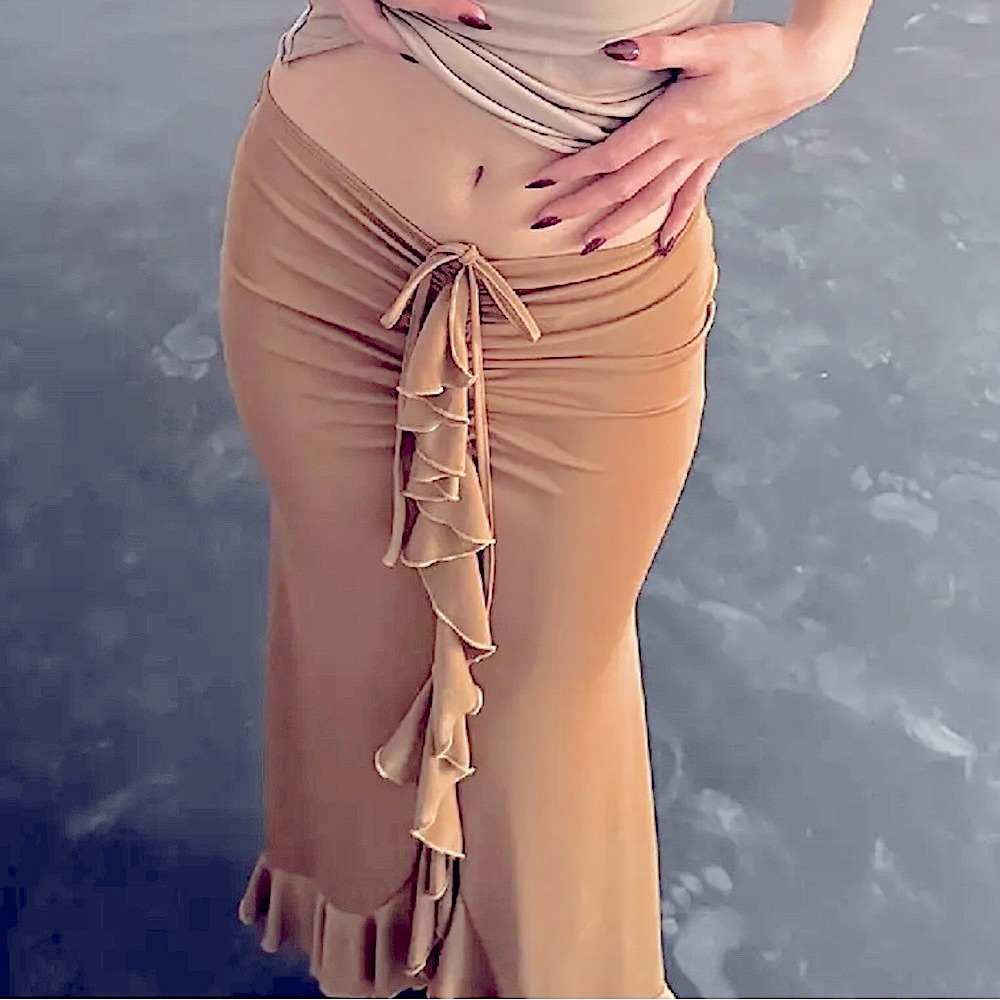 Beige Ruffle Skirt
